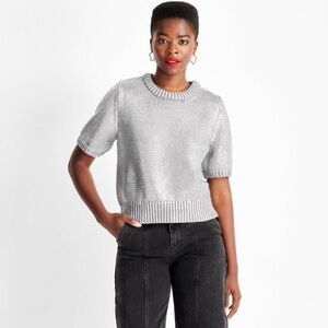 Future Collective Metallic Short Sleeve Sweater